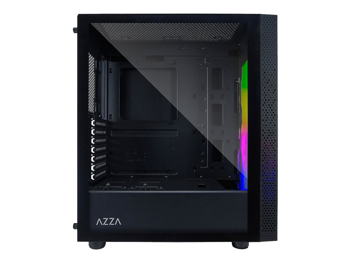 AZZA Celesta 340 (CSAZ-340F) - Midi Tower ATX - Seitenteil mit Fenster gehärtetes Glas, schwarz (ohne Netzteil)