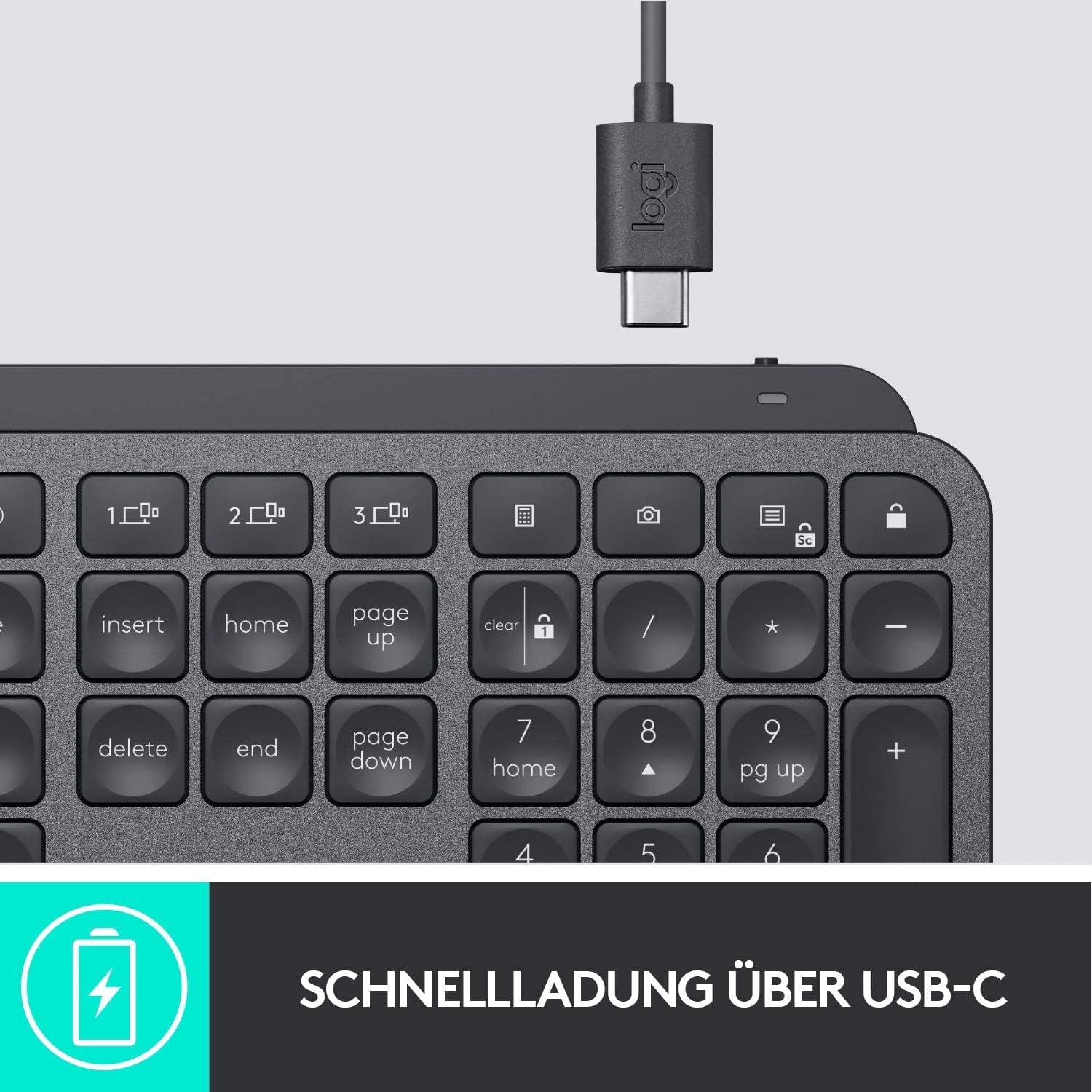 Logitech MX Keys - Kabellose Tastatur, Bluetooth & USB-Empfänger, Tastenbeleuchtung, QWERTZ-Layout - Schwarz