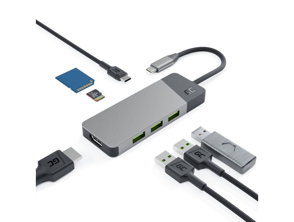 USB-C Dock Universal - GC (HUBGC01) - Adapter HUB GC Connect 7in1 (3x USB-A 3.1 1x HDMI 4K 60Hz USB-C PD 85W)