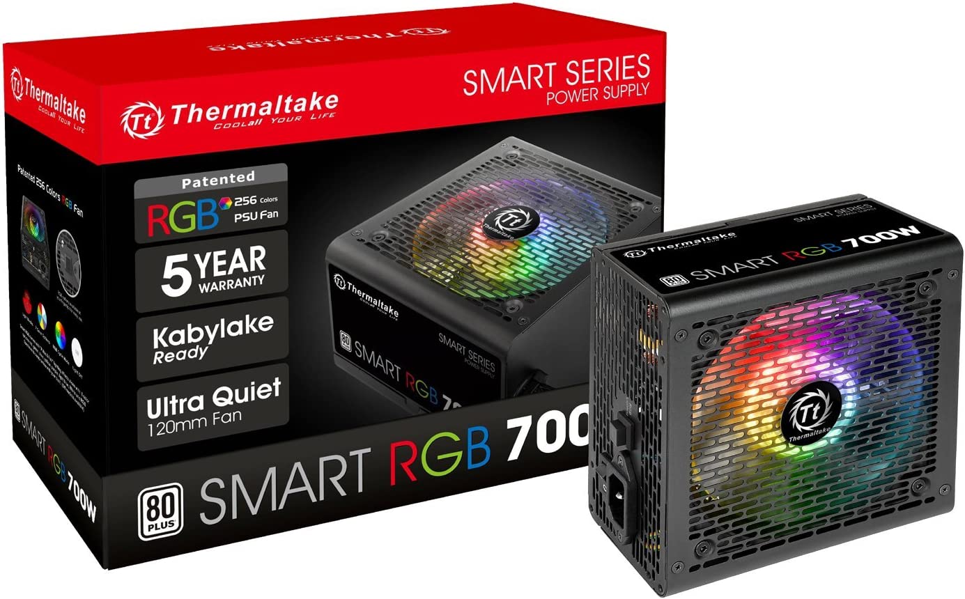 700W Netzteil Thermaltake Smart RGB PC-ATX-Netzteil 80-Plus leiser 120 Lüfter, schwarz