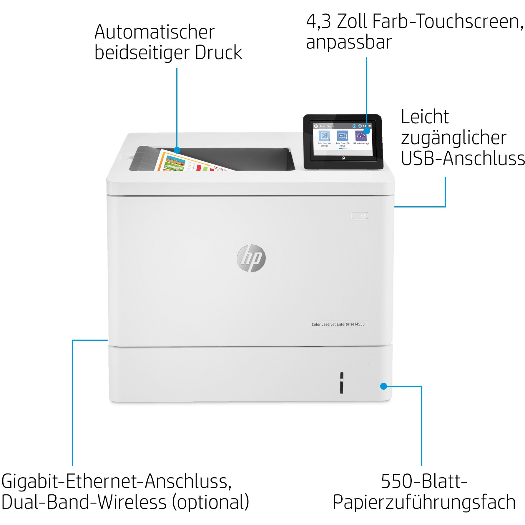 HP Color LaserJet Enterprise M555dn (7ZU78A#B19) - Drucker - Farbe - Duplex - Laser