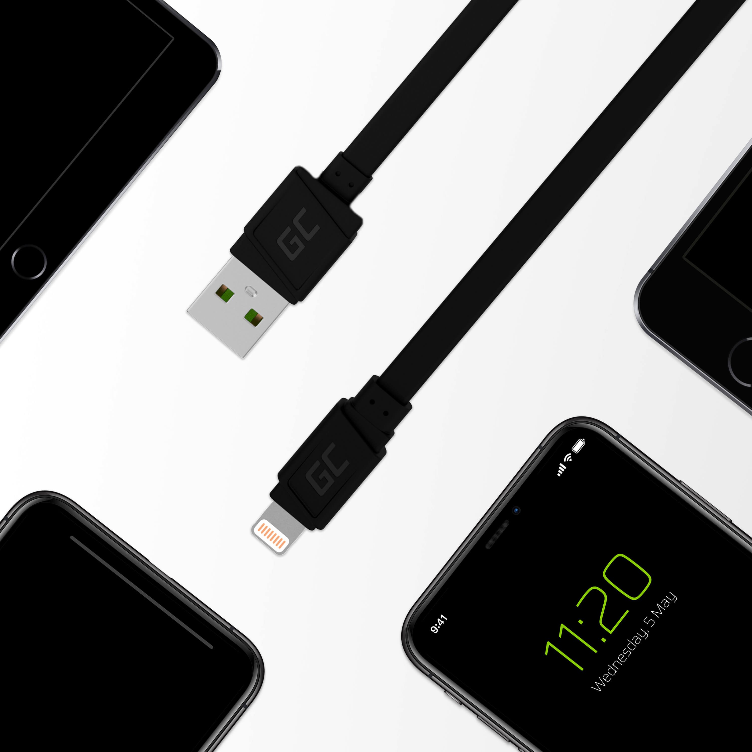Kabel Lightning (KABGC02) 25cm Green Cell Ladekabel für Apple iPhone mit schneller Ladeunterstützung