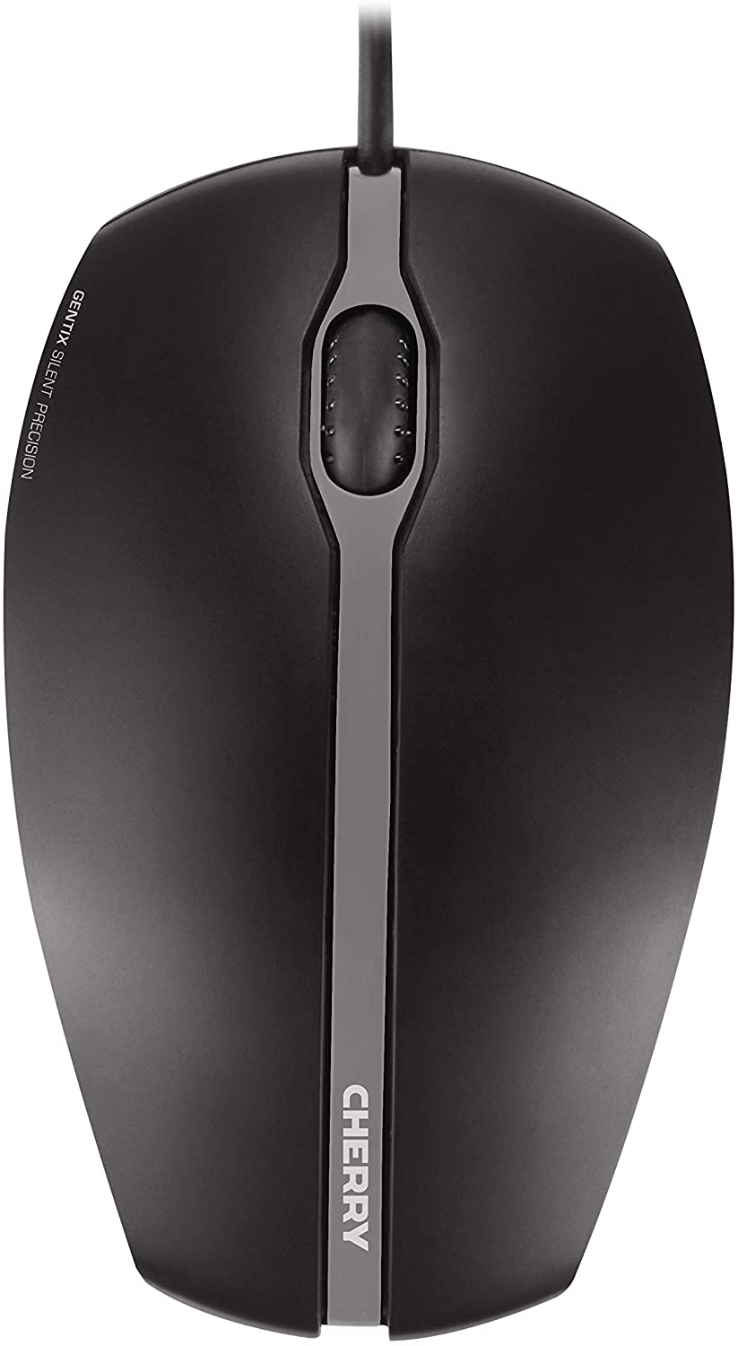 CHERRY GENTIX SILENT, kabelgebundene Maus, leise Design-Maus ohne Klick, perfekte Ergonomie, schwarz