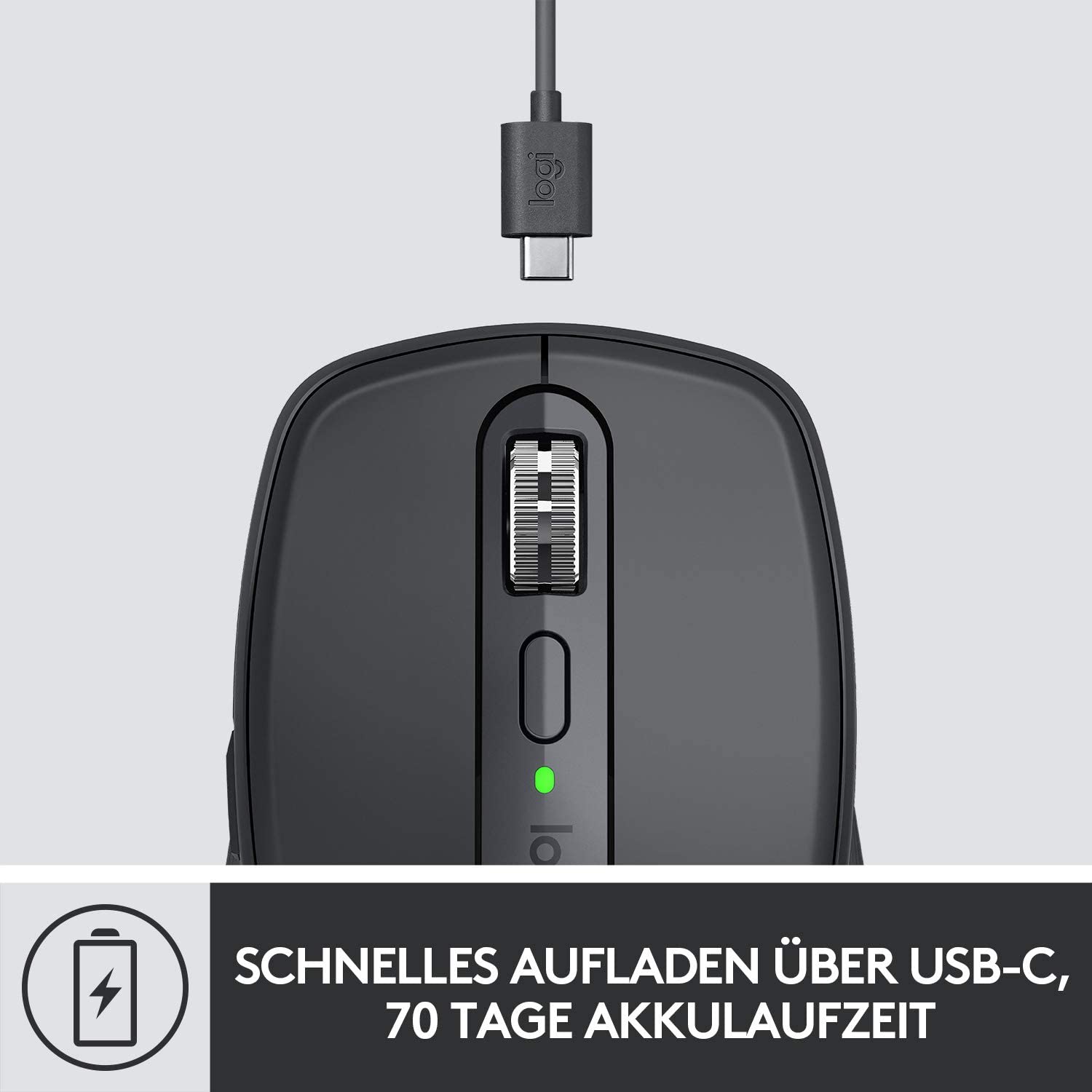 Logitech MX Anywhere 3 - kompakte, leistungsstarke Maus, Kabellos, Magnetisches Scrollen, ergonomisch, anpassbare Tasten, USB-C, Bluetooth