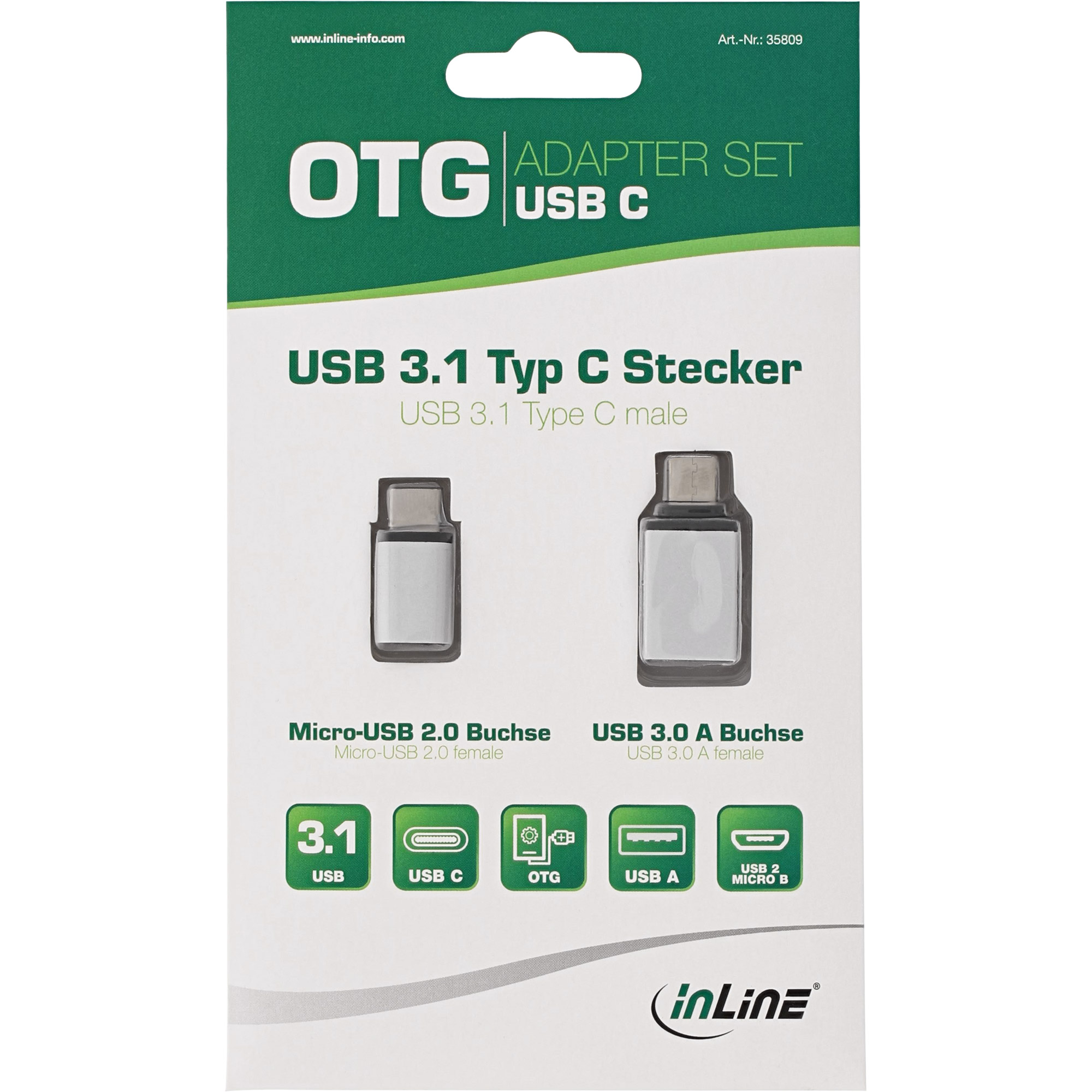 InLine® USB OTG Adapter-Set, Typ-C Stecker an Micro-USB oder USB 3.0 A Buchse