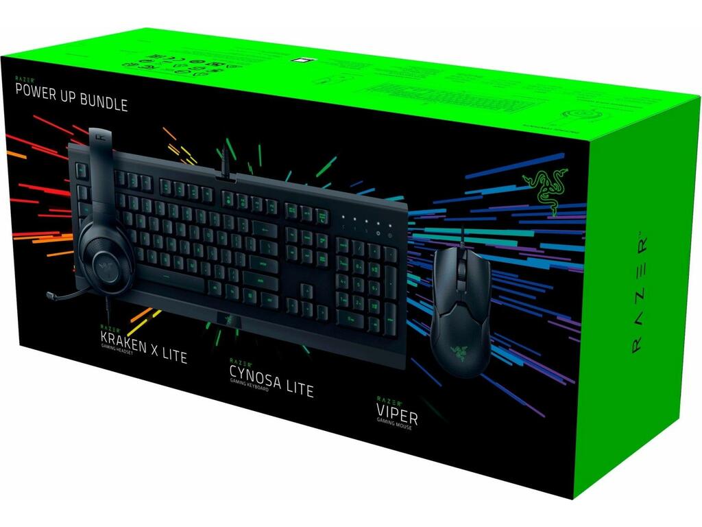Razer BUNDLE Power Up V2 Gaming [DE] black Tastatur QWERTZ, Gaming Maus, Headset. Mousepad