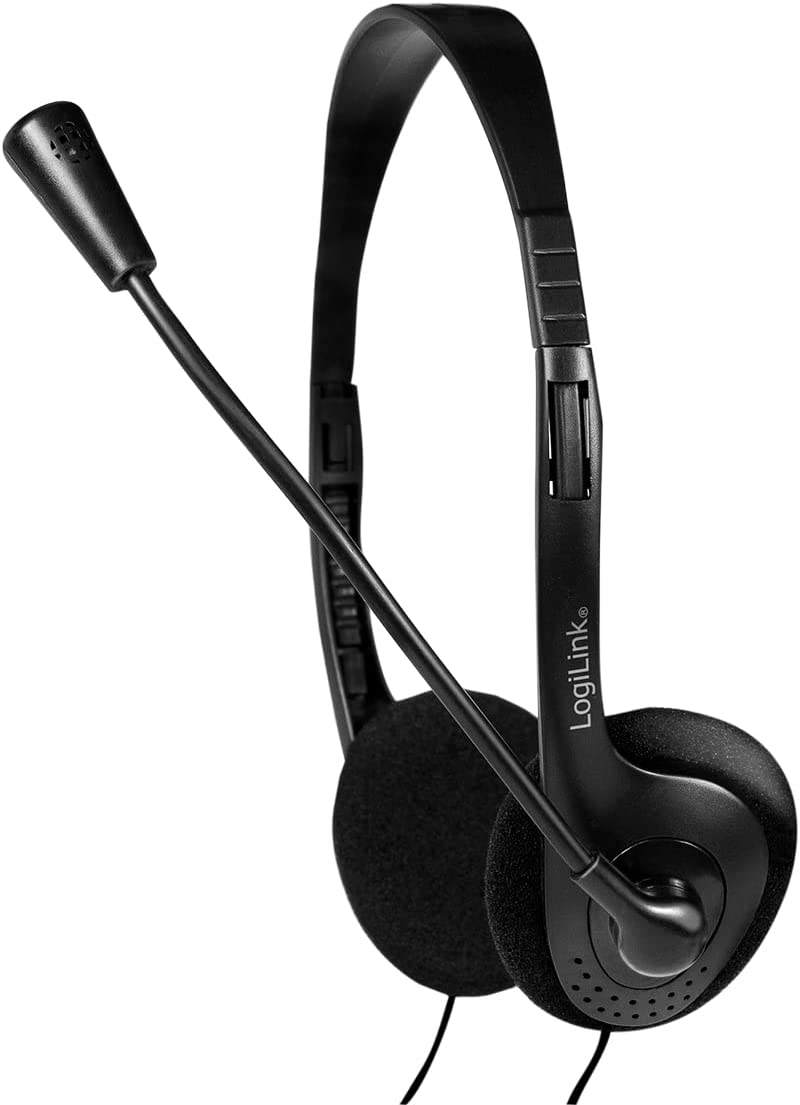 LogiLink (HS0002) - Stereo Headset Kopfhörer Easy mit Mikrofon, Schwarz 