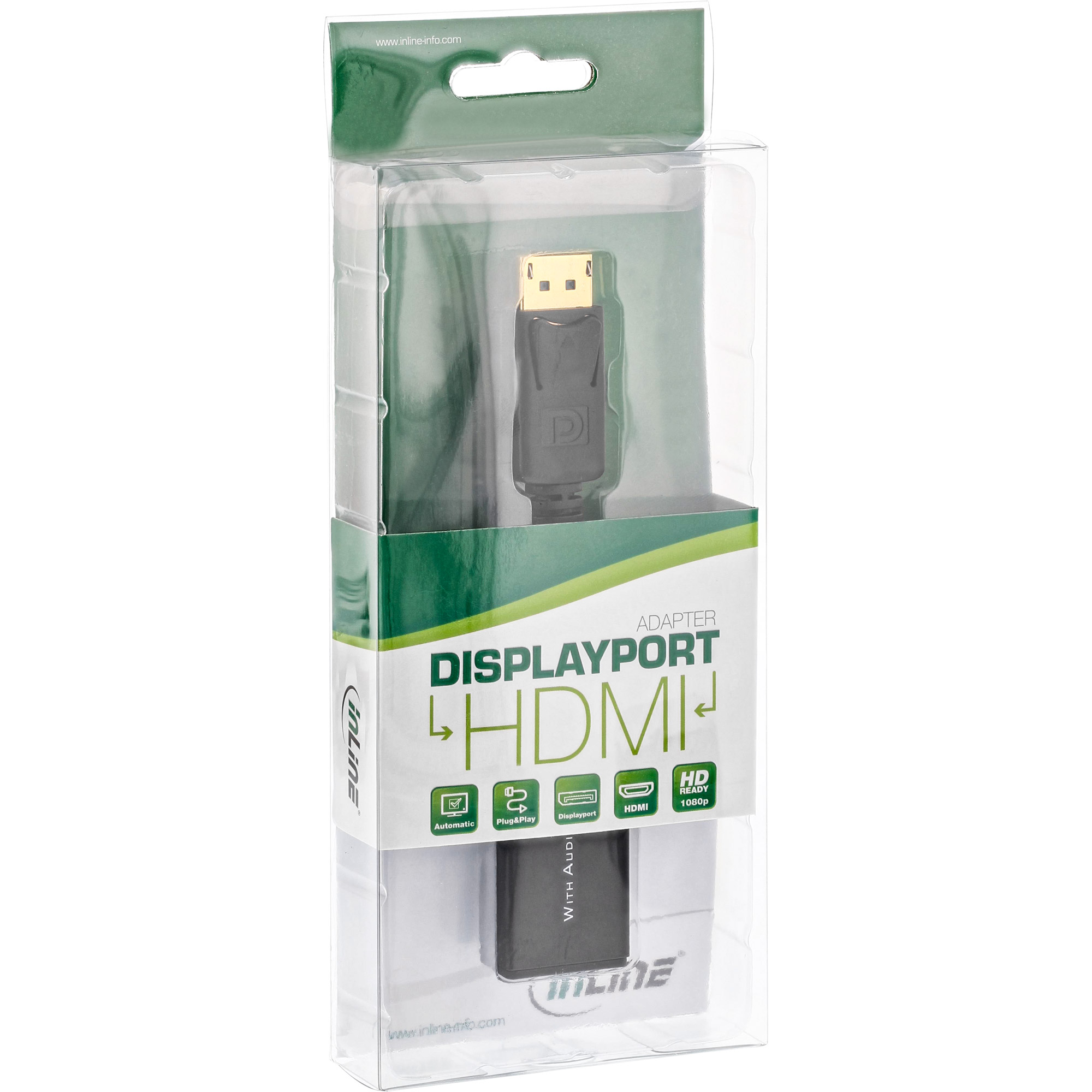 InLine® DisplayPort zu HDMI Adapterkabel mit Audio, DisplayPort Stecker auf HDMI Buchse, schwarz