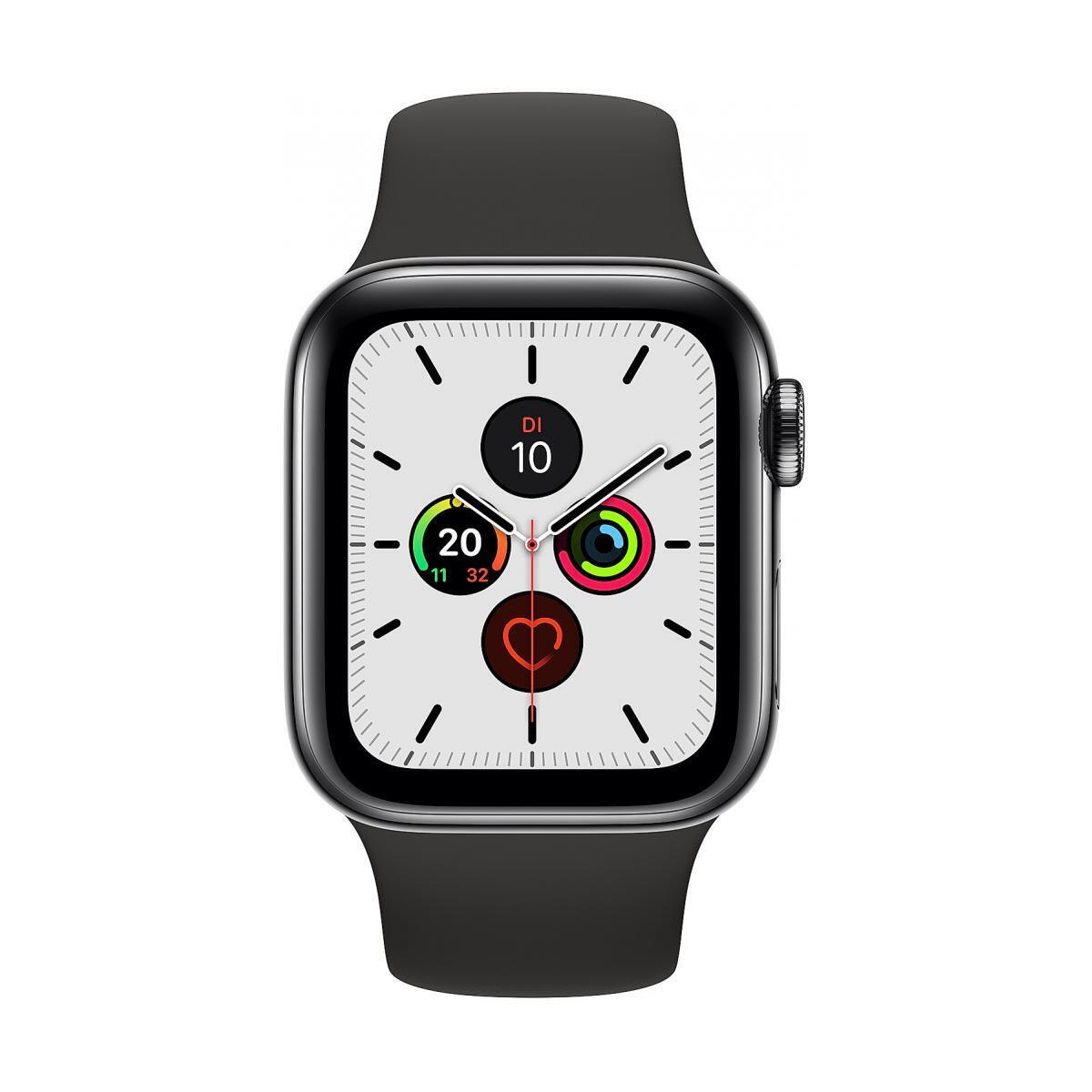 Apple Watch Series 5 (MWWK2FD/A) - GPS + Cellular 44mm Edelstahl Black Sportband Black