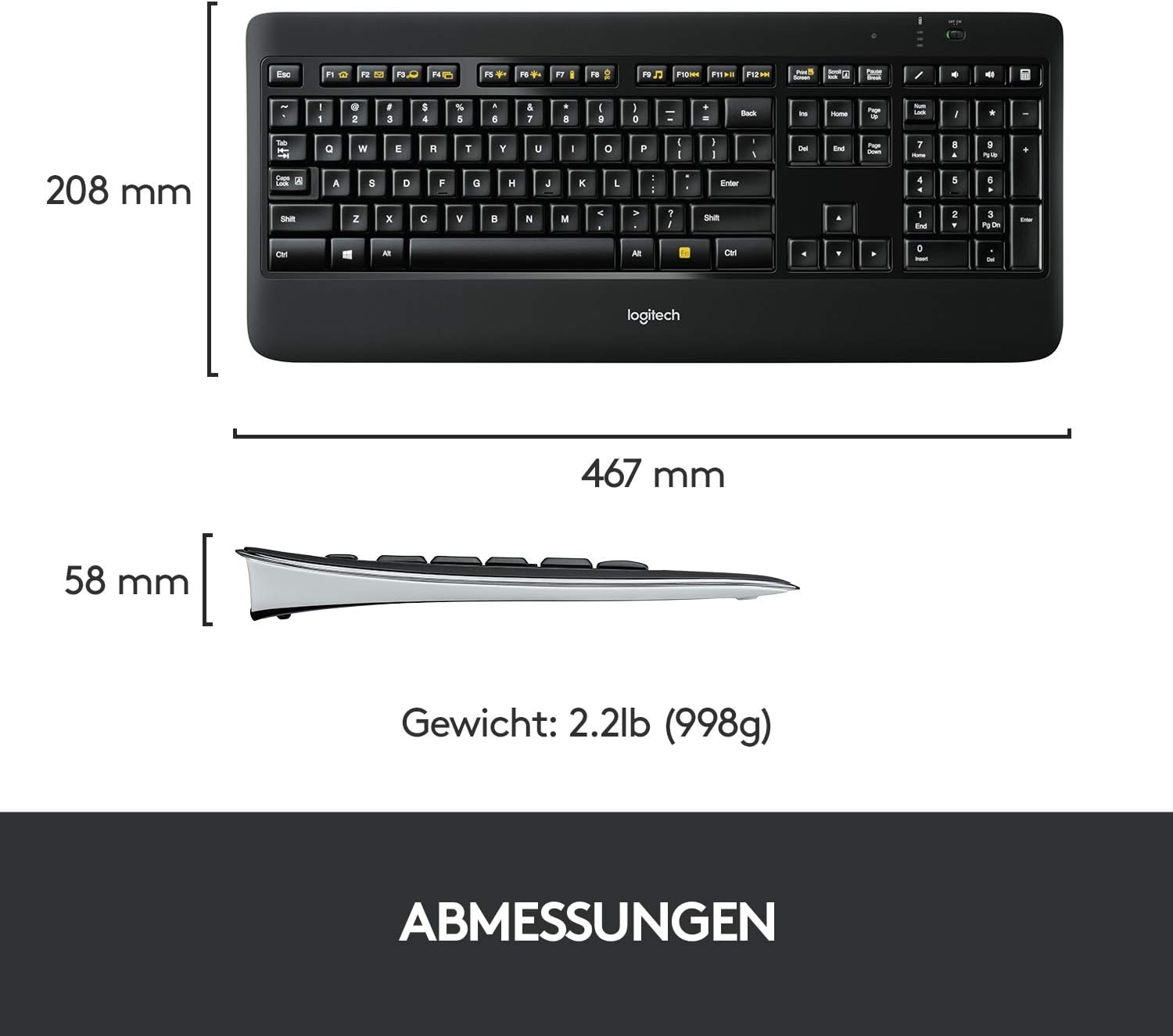 Logitech Wireless Illuminated Keyboard K800 - Kabellose QWERTZ (DE) Tastatur mit Hintergrundbeleuchteten Tasten