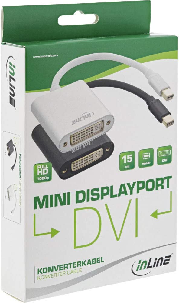 InLine® Mini DisplayPort zu DVI Adapter Aluminium, schwarz, 0,15m