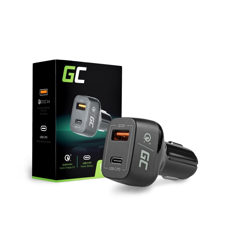 Green Cell Autoladegerät (CAD33) - 30W Power Delivery Leistung mit Quick Charge 3.0 - USB-C, USB-A