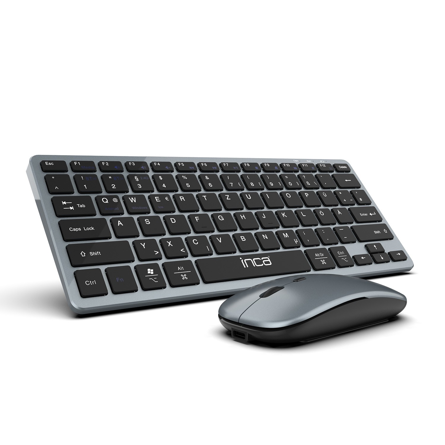 INCA Tas+Maus (IBK-572BT) - BT 3.0/5.0 Smart DE-Layout Kabellos, Wiederaufladbar, 2,4GHz & Bluetooth 5.0