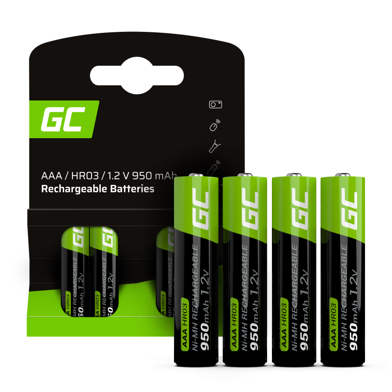 Green Cell (GR03) - Vorgeladene Ni-MH Akkus Batterien 4x AAA HR03 950mAh