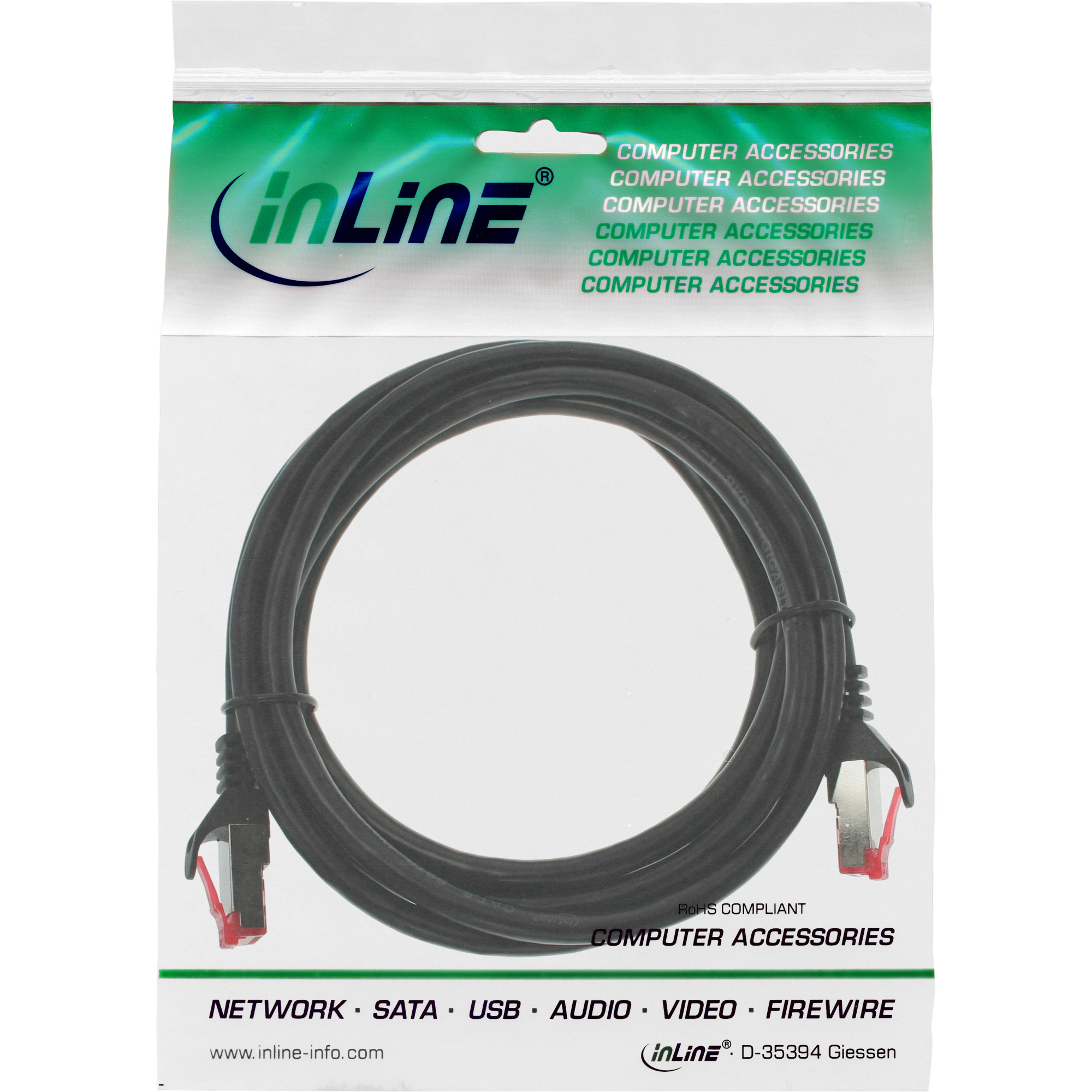 InLine® Patchkabel, S/FTP (PiMf), Cat.6, 250MHz, PVC, CCA, schwarz, 3m