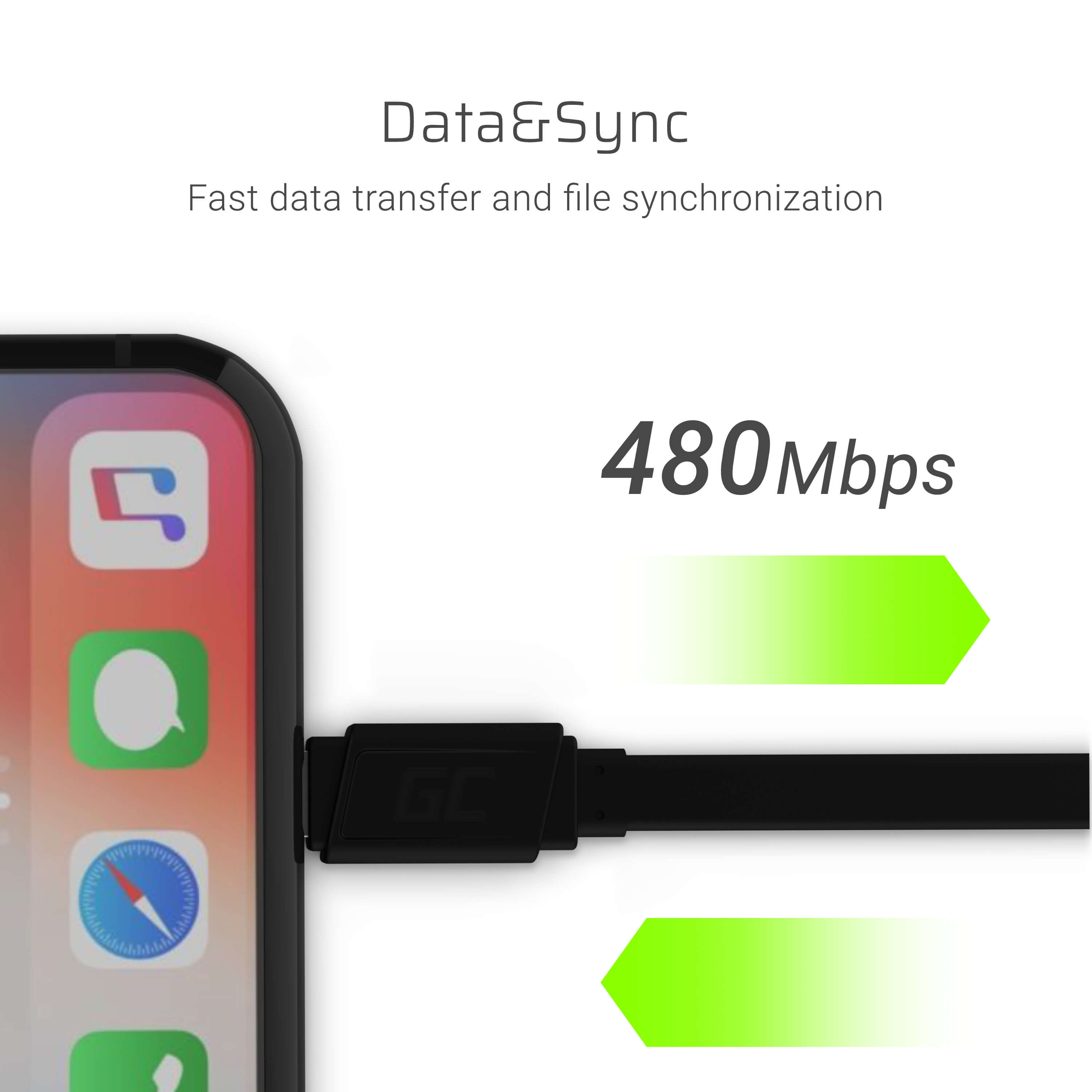 Kabel Lightning (KABGC02) 25cm Green Cell Ladekabel für Apple iPhone mit schneller Ladeunterstützung