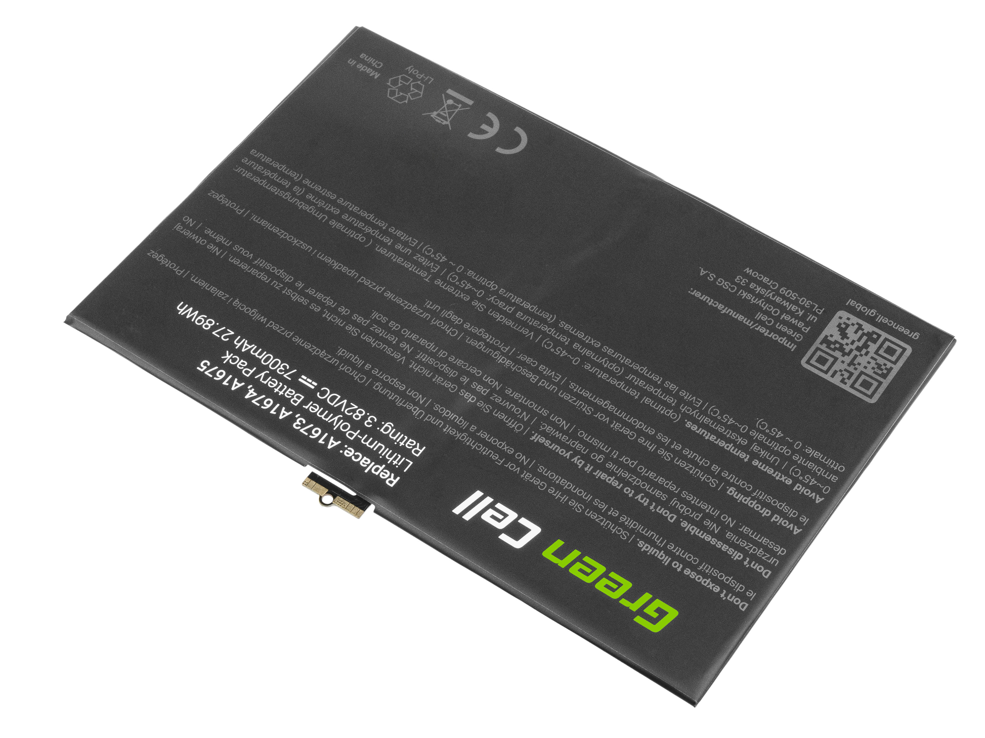 Akku Green Cell (TAB21) - A1664 für Apple iPad Pro 9.7 A1673 A1674 A1675 A1954 6th Gen