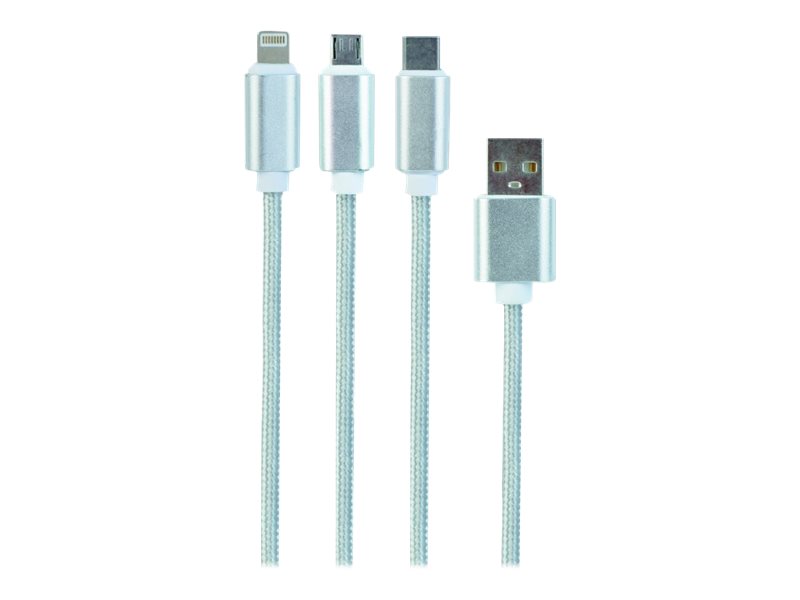 Gembird (CC-USB2-AM31-1M-S) - 3-in-1 USB-Ladekabel, 1m silber