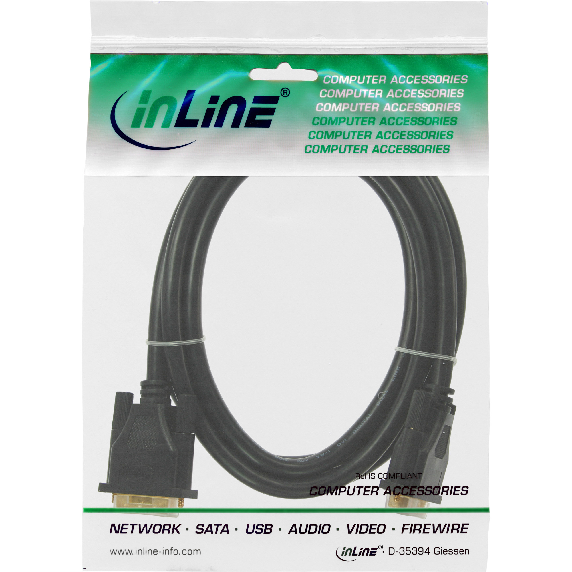 InLine® DVI-D Anschlusskabel Premium, digital 24+1 Stecker / Stecker, Dual Link, 3m