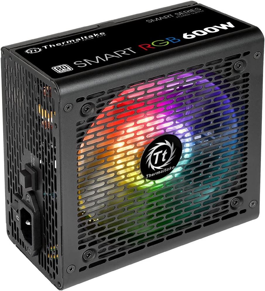 600W Netzteil Thermaltake Smart RGB PC-ATX-Netzteil 80-Plus leiser 120 Lüfter, schwarz