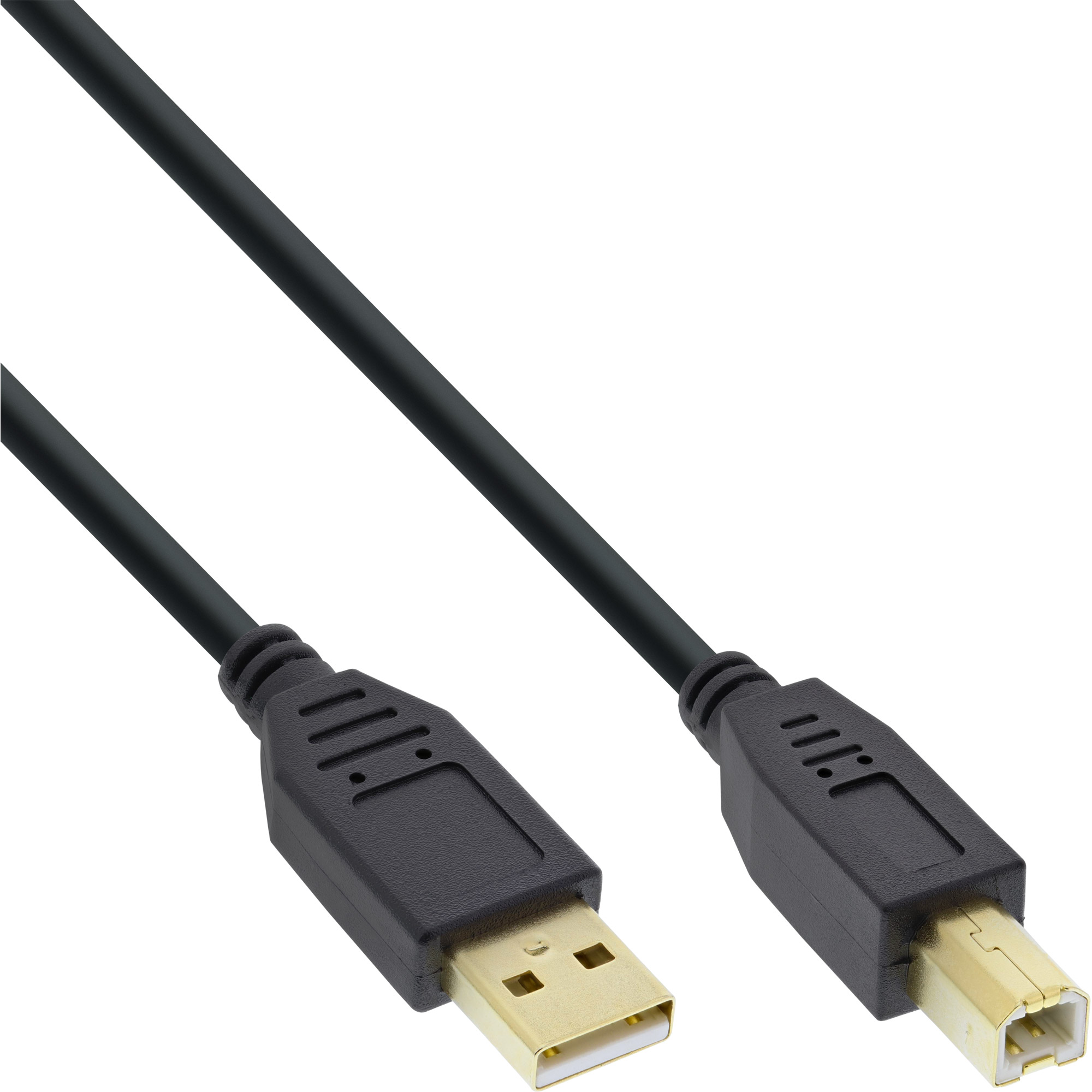 InLine® USB 2.0 Kabel, A an B, schwarz, Kontakte gold, 3m