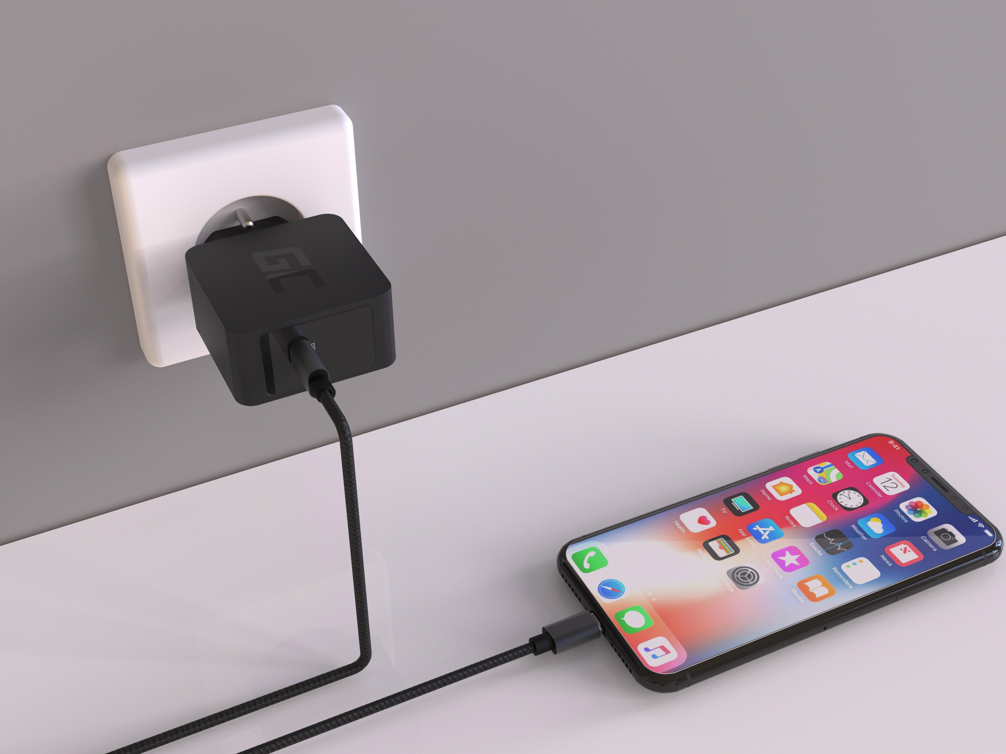 Green Cell Ladegerät USB-C 18W PD für Samsung Galaxy S8 S8+ S9 S9+ Note 8, iPhone X / 8 / 8 Plus, Nintendo Switch und undere