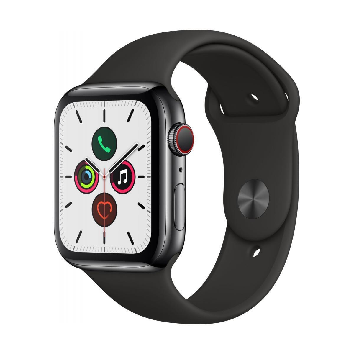 Apple Watch Series 5 (MWWK2FD/A) - GPS + Cellular 44mm Edelstahl Black Sportband Black