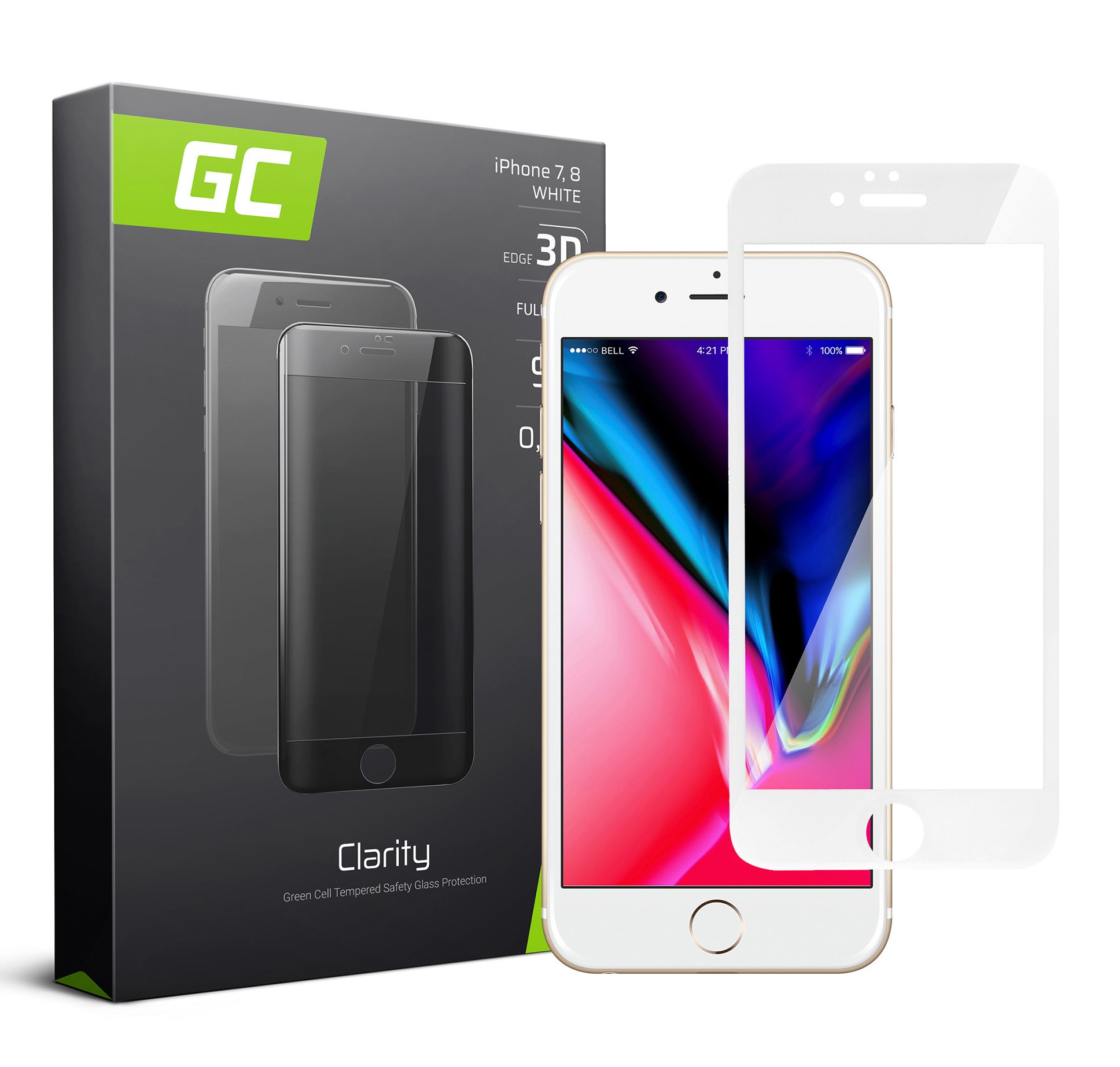 Schutzglas Green Cell (GL05) - Clarity für Apple iPhone 7 8 - Weiß 