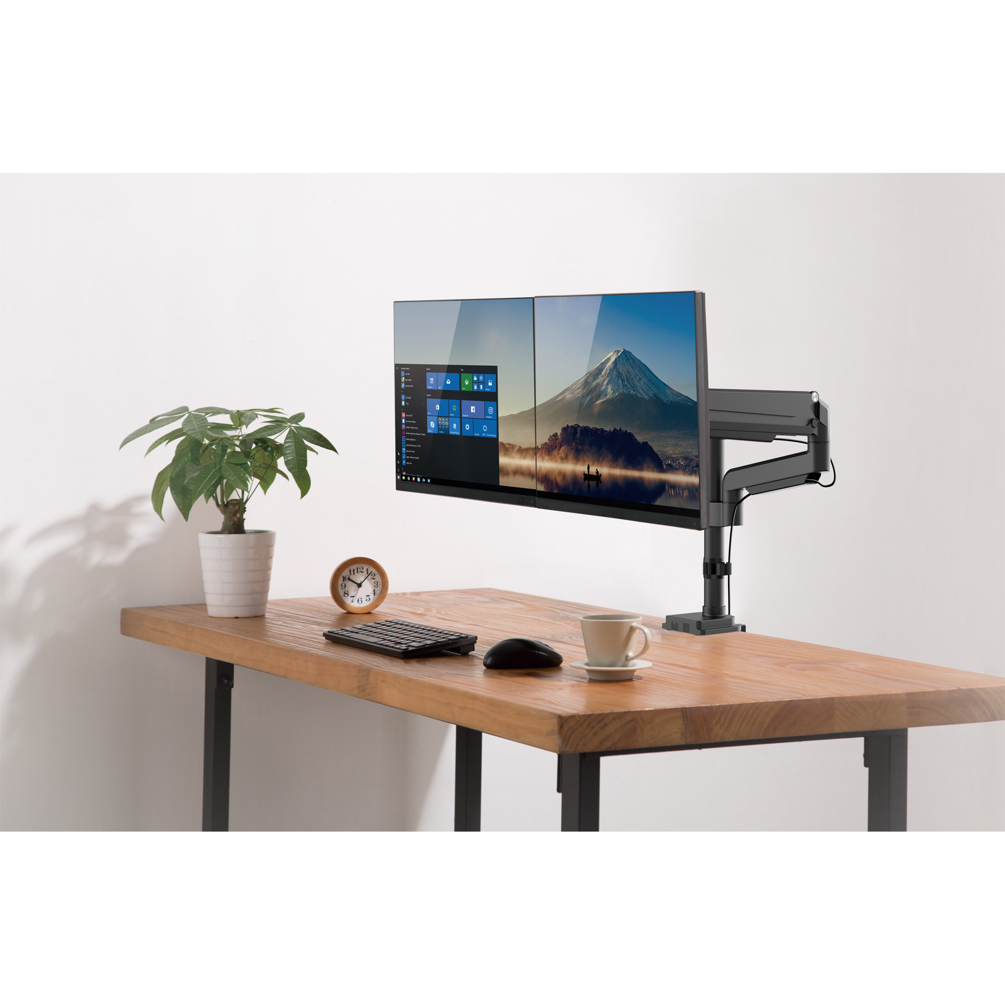 InLine® Tischhalterung mit Lifter, beweglich, für zwei Monitore bis 82cm (32"), max. 9kg