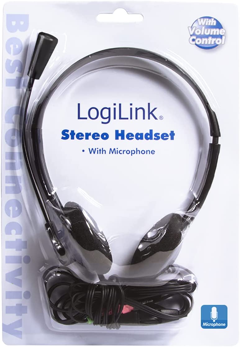 LogiLink (HS0002) - Stereo Headset Kopfhörer Easy mit Mikrofon, Schwarz 
