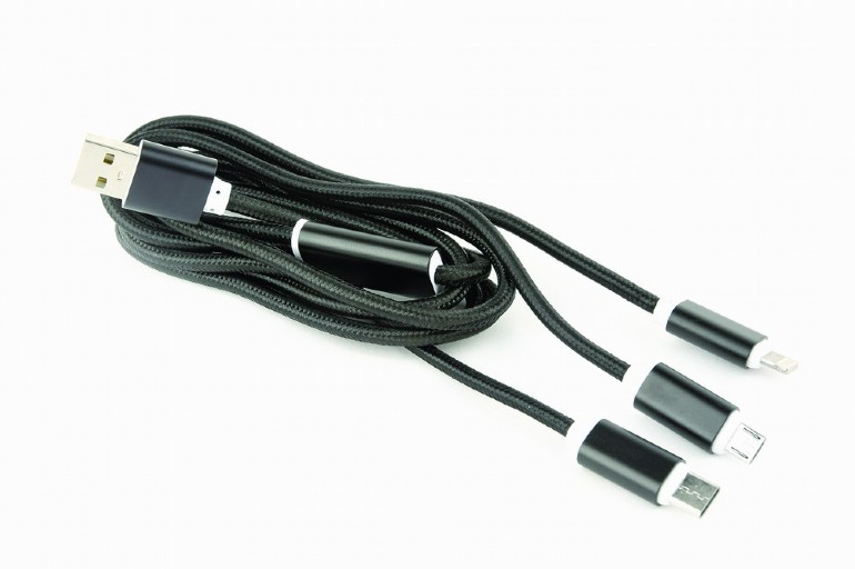 Gembird (CC-USB2-AM31-1M-S) - 3-in-1 USB-Ladekabel, 1m schwarz