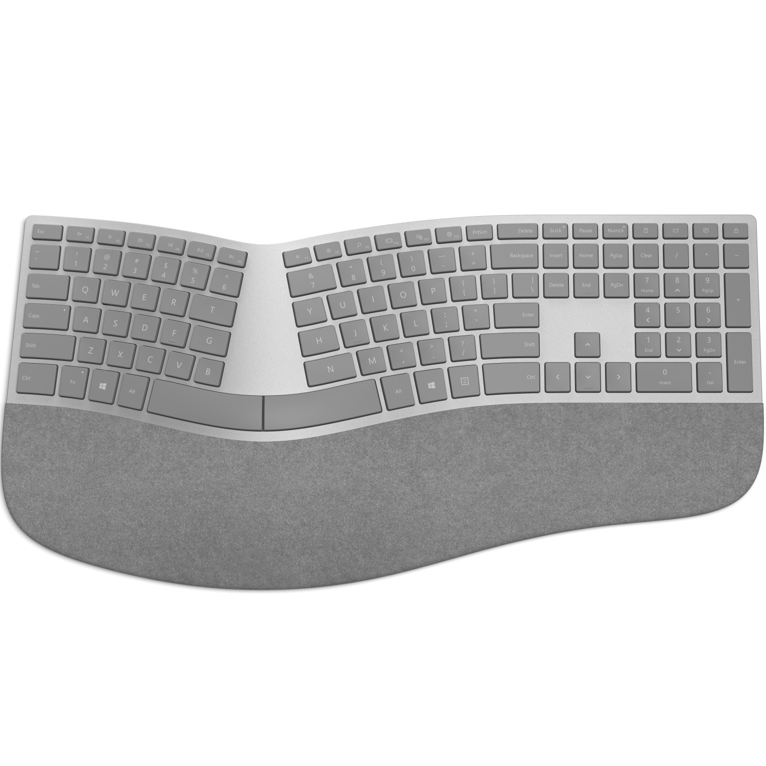 Microsoft Surface Ergonomic Keyboard (3RA-00005) - Handgelenkauflage aus Alcantara, DE / QWERTZ-Layout, Bluetooth, Alcantare grau