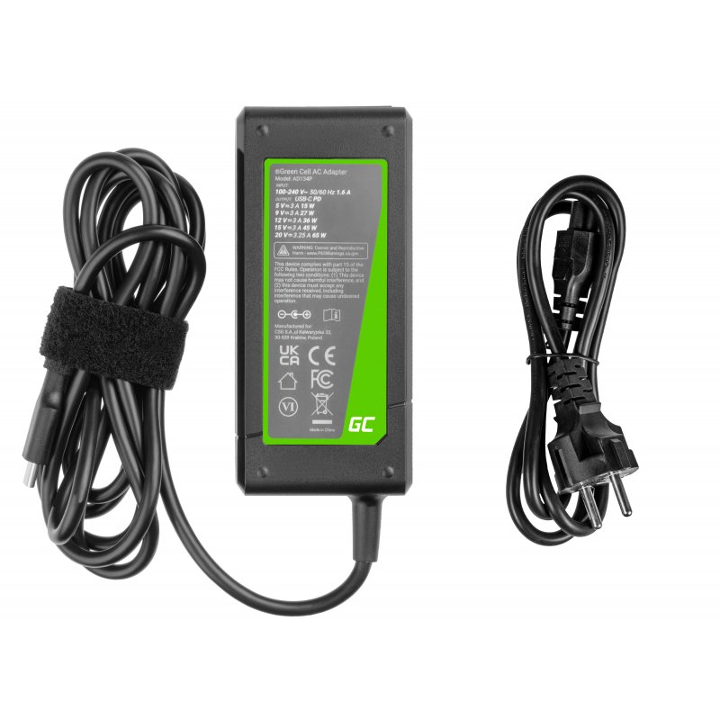 Netzteil / Ladegerät Green Cell (AD134P) USB-C 65W für Laptops, Tablets, Telefone..