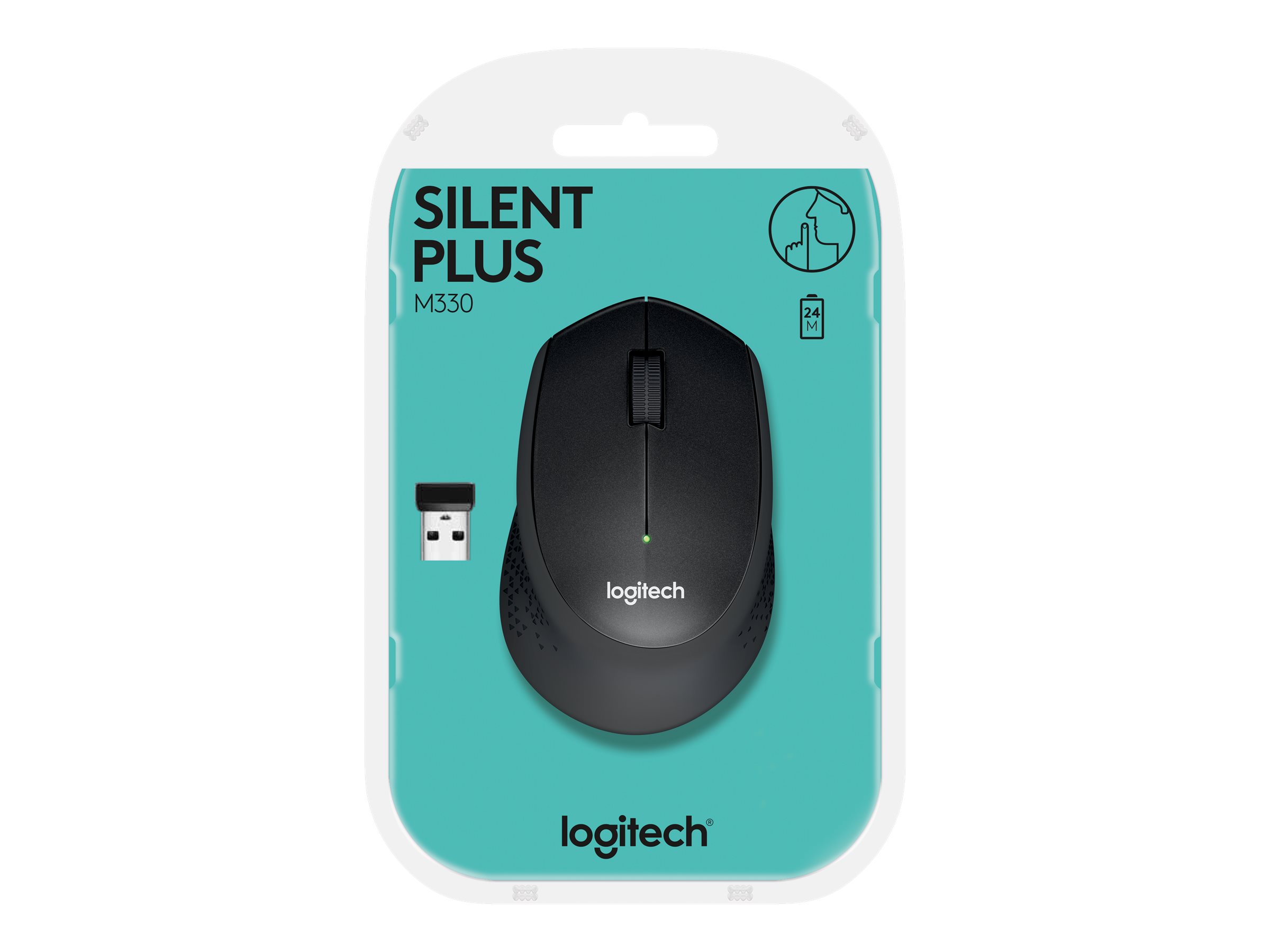 Logitech M330 SILENT PLUS Kabellose Maus, 2,4 GHz mit USB-Nano-Empfänger, 1000 DPI - schwarz
