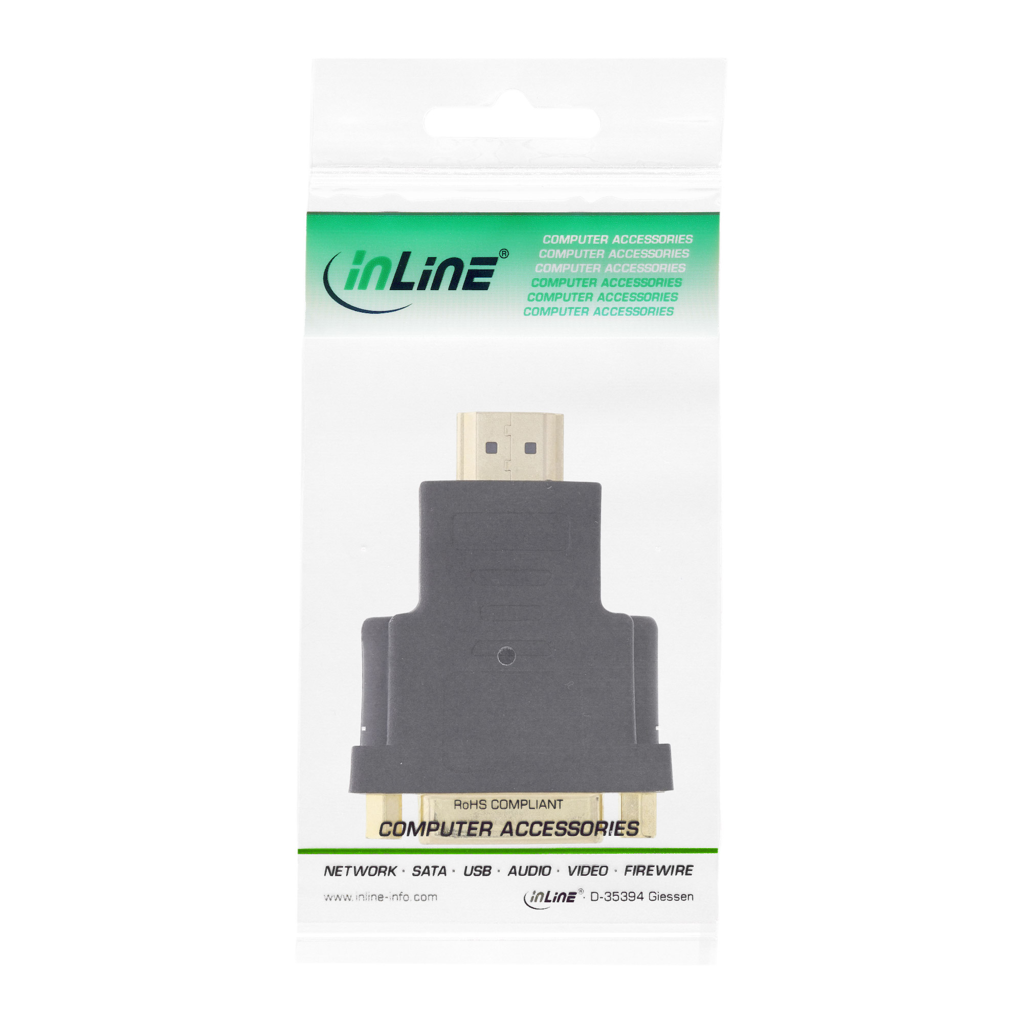 InLine® HDMI-DVI Adapter, HDMI Stecker auf DVI Buchse, 4K2K kompatibel, vergoldete Kontakte