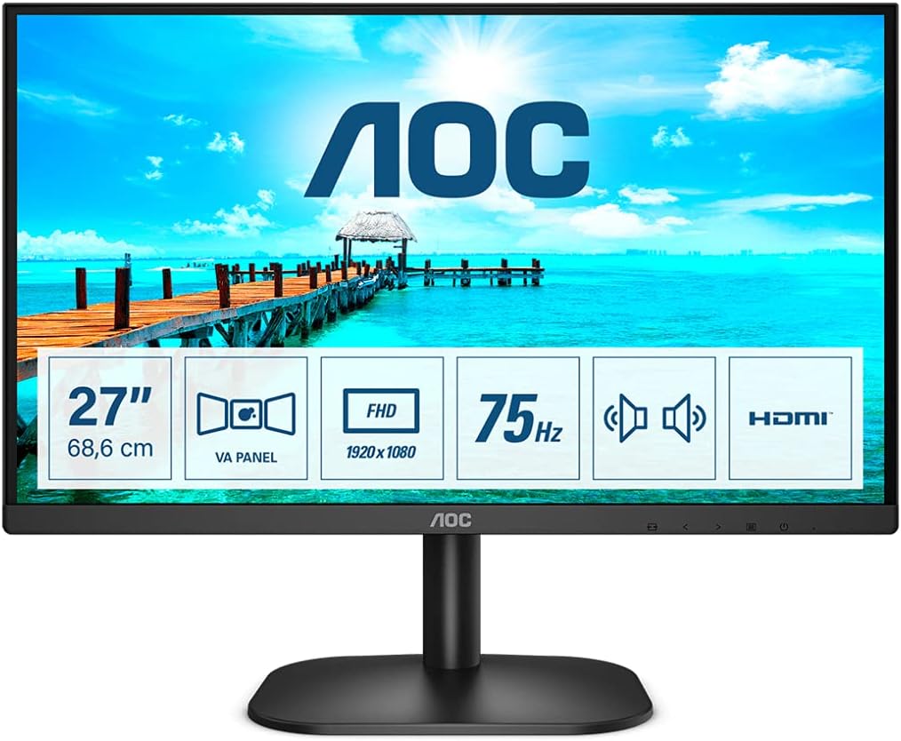 TFT 27" AOC 27B2AM - FHD Monitor (1920x1080, 75 Hz, VGA, HDMI) schwarz, Lautsprecher