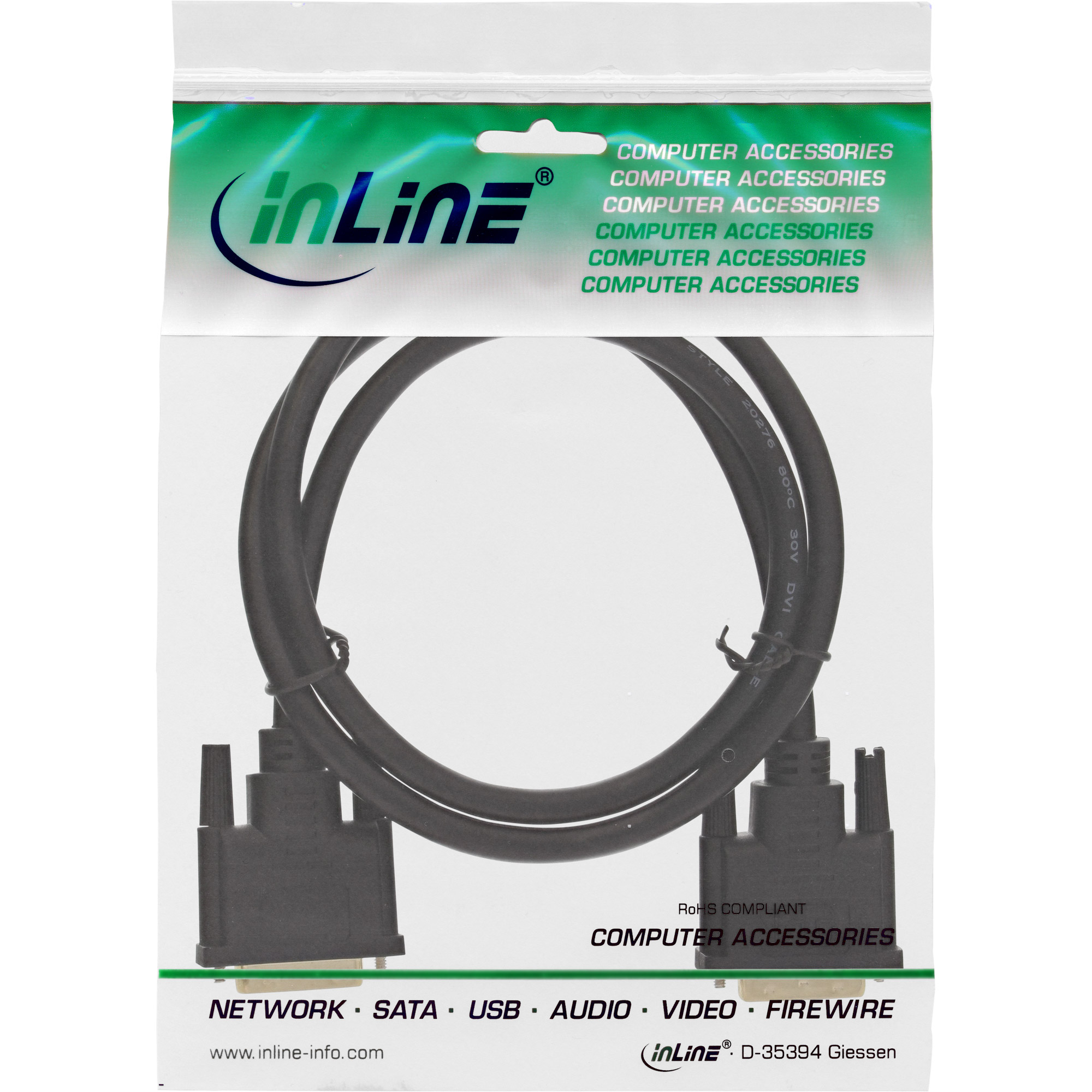 InLine® DVI-D Anschlusskabel Premium, digital 24+1 Stecker / Stecker, Dual Link, 2m