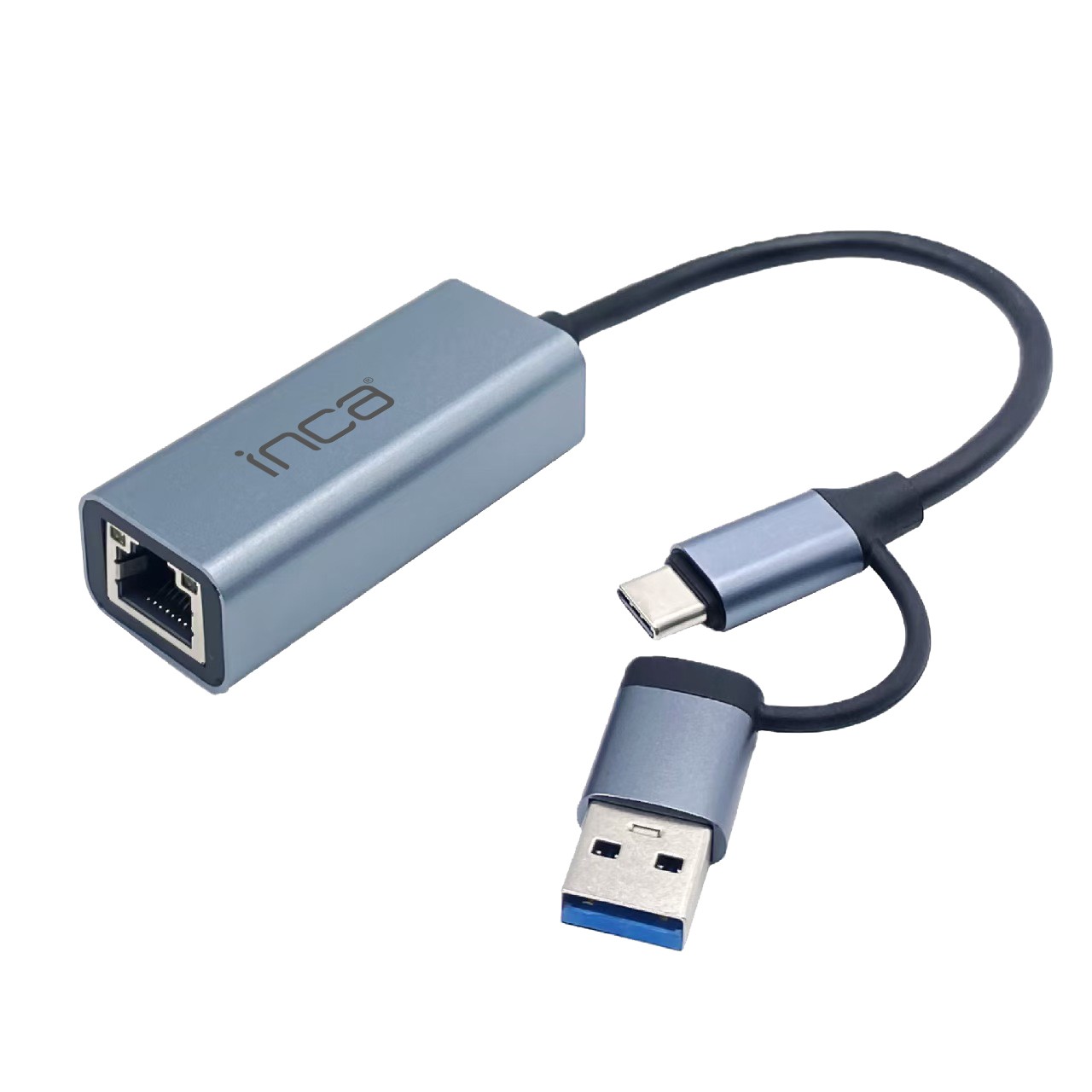 INCA Adapter (IUTP-01TX) Ethernet > USB und Typ C Anschluss