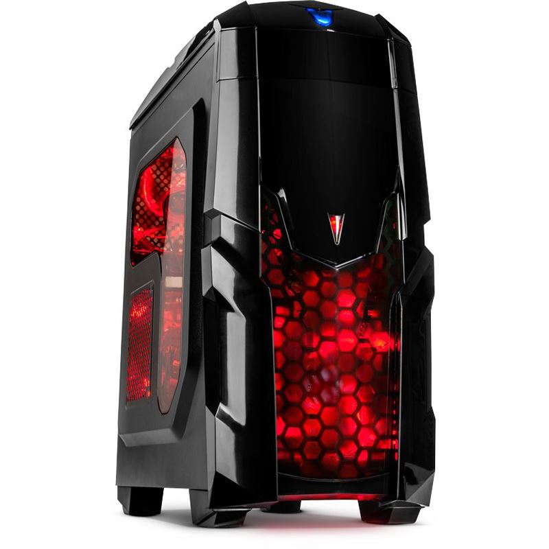 Inter-Tech Q2 Illuminator mit Sichtfenster Midi Tower schwarz/rot (ohne Netzteil)