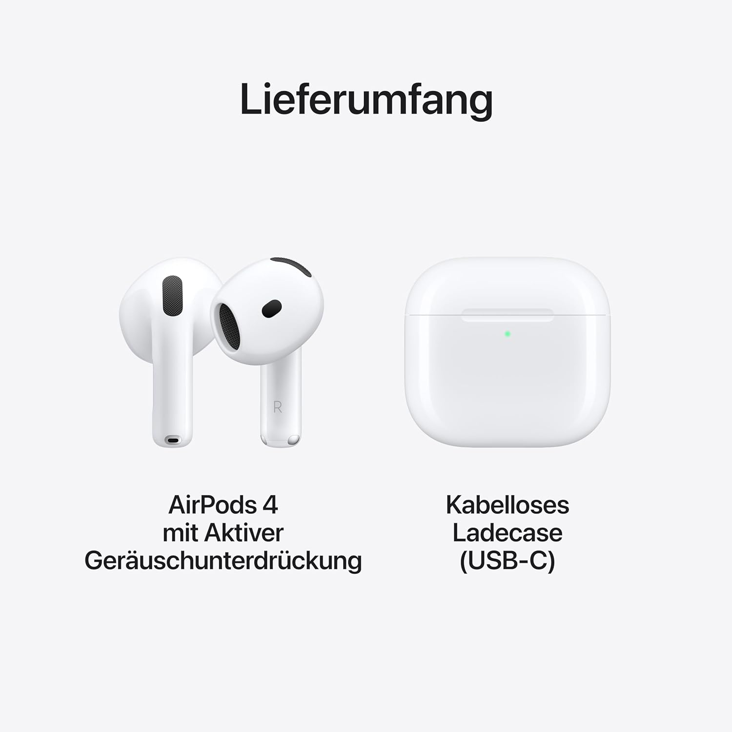 Apple AirPods 4 (2024) Kabellose Kopfhörer, Bluetooth Kopfhörer mit aktiver Geräuschunterdrückung, USB-C Ladecase, Kabelloses Laden